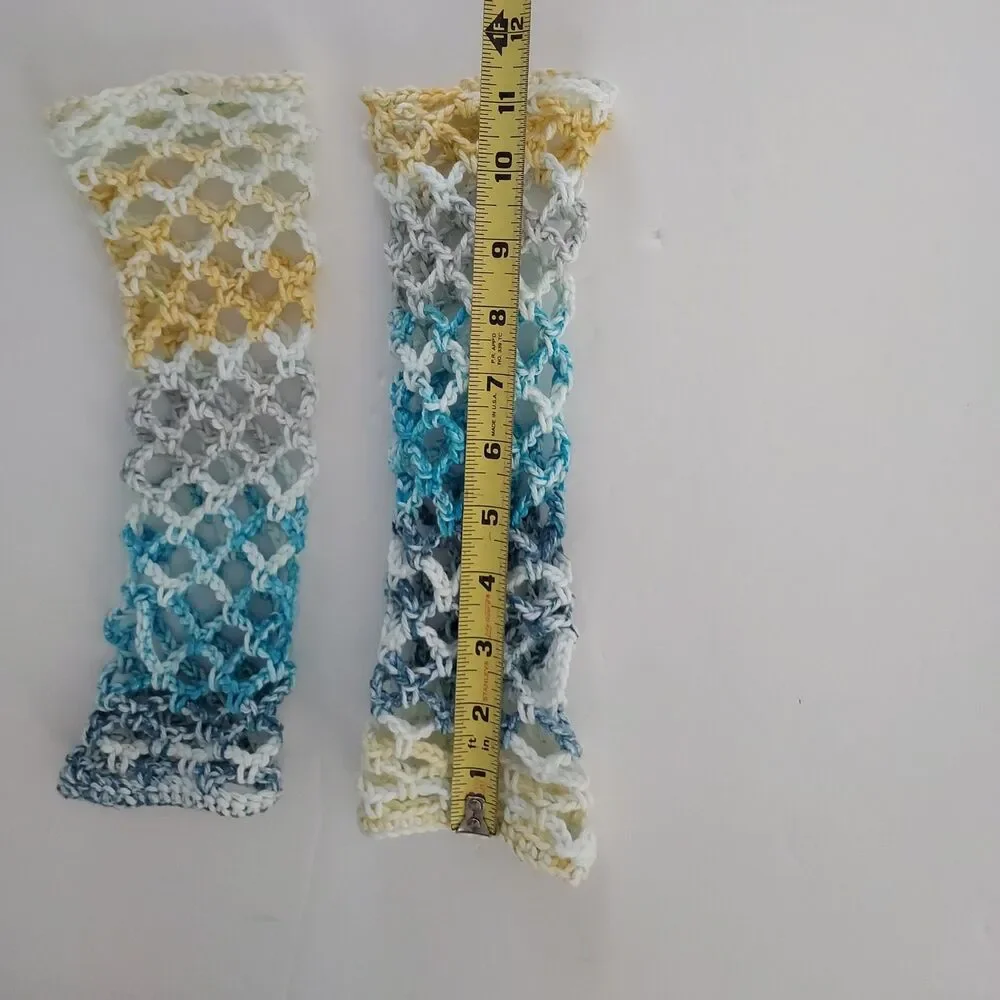 Fishnet Handmade Crochet Long Fingerless Gloves - multi color - Mesh Goth NEW